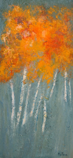 Les bouleaux jaunes, acrylique, 24x12''