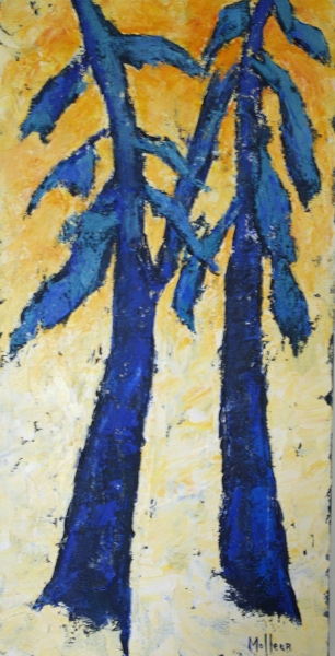 Les deux grands pins,-acrylique, 24x12''