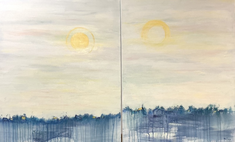 Aux abords du Richelieu, dyptique,tech.mixtes,  30x36''