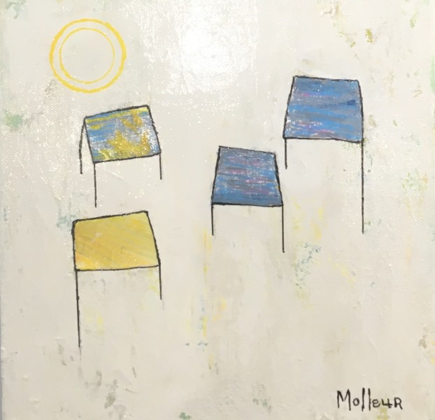 Le hameau bleu ...3, tech mixtes, 10x10''