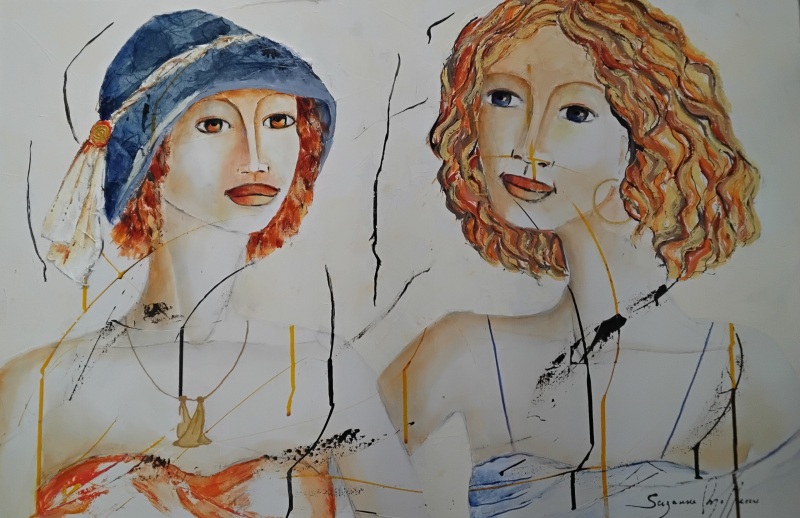 EUGENIE  ET MATHILDE   procédé mixte   24'' x 36''