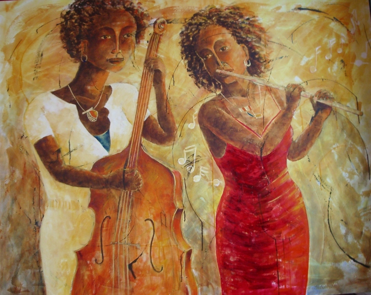 CE SOIR ON JAZZ   procédé mixte  48'' x 60''