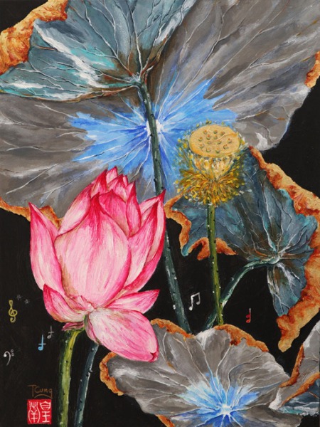 2019-Acrylique-Quand-les-lotus-murmurent-I-16-x-12