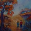 L' AMITIÉ ME DONNE LA MAIN aquarelle 25x20cm