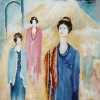TENDRESSE AU PARFUM DE  PRINTEMPS 50 X 25cm  Huile et broderie