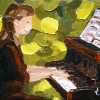 2011-04 Chaleureusement (5X7) Huile sur toile, Vendu