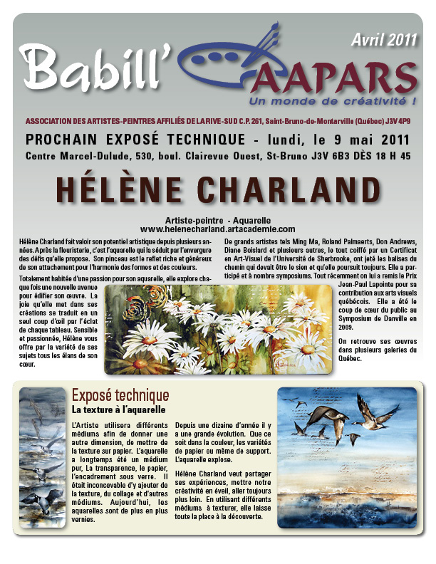 Couverture Babill'AAPARS avril 2011