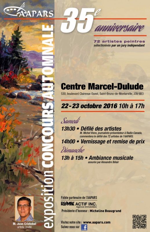 Liste des 72 artistes peintres de la 13e Exposition concours automnale de L’AAPARS Association